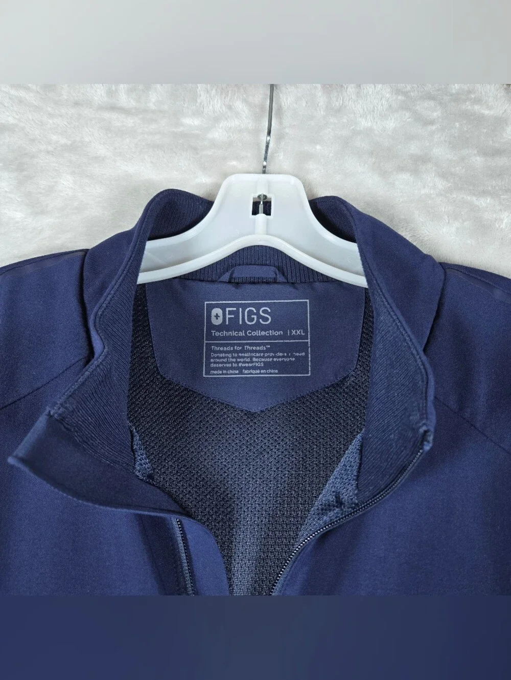 FIGS Technical Collection Full Zip Scrub Jacket Men Size 2XL XXL Navy Blue Lined